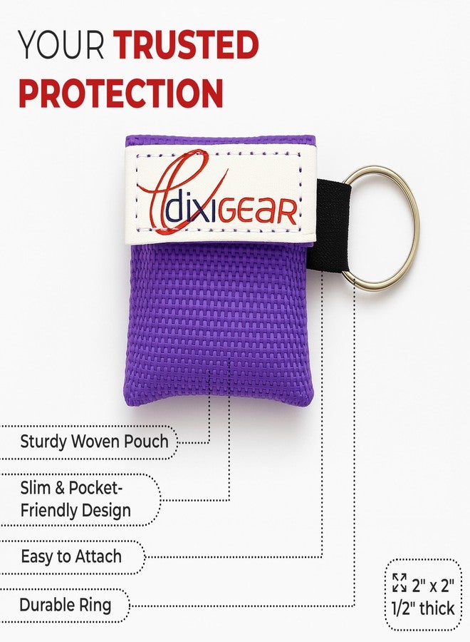 Ever Ready First Aid CPR Mask for Pocket or Key Chain, CPR Emergency Face Shield with One-Way Valve Breathing Barrier for First Aid or AED Training, 5 Count - Purple - Image 3
